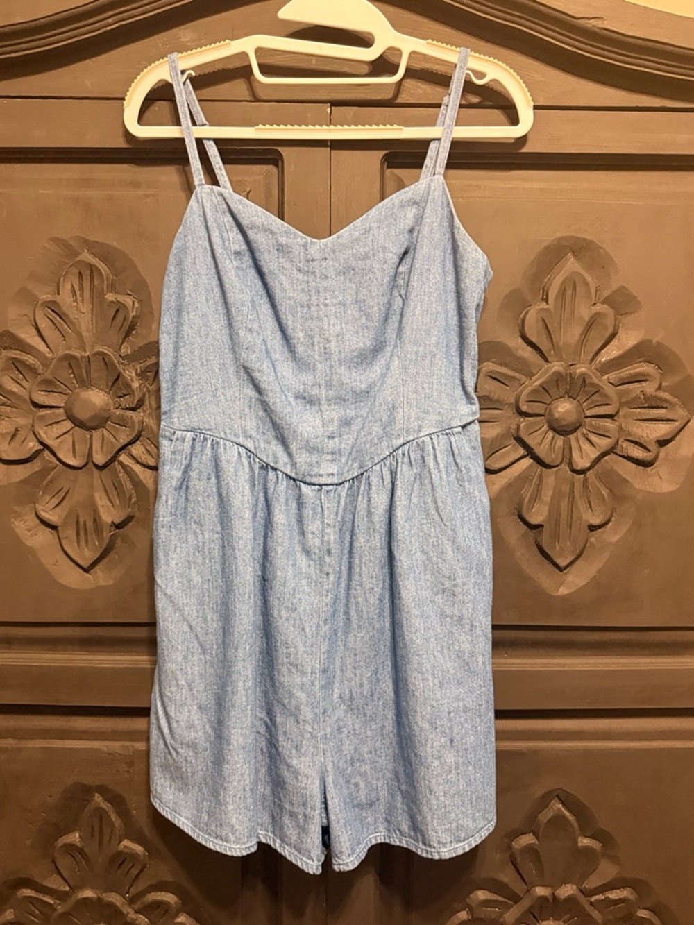 Old Navy Light Blue Smocked Denim Romper